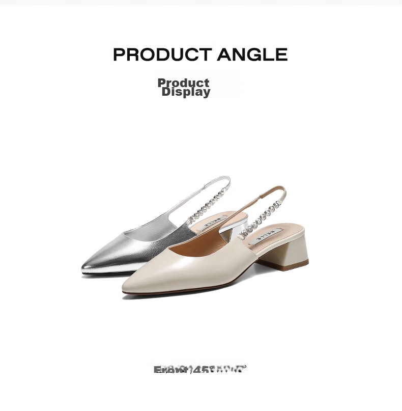 Belle Luminous Star Diamond French Style High Heels Women Summer 2026 New Beaded Pointed Toe Sandals JD041BH6 Silver Chunky Heel Size 39 14