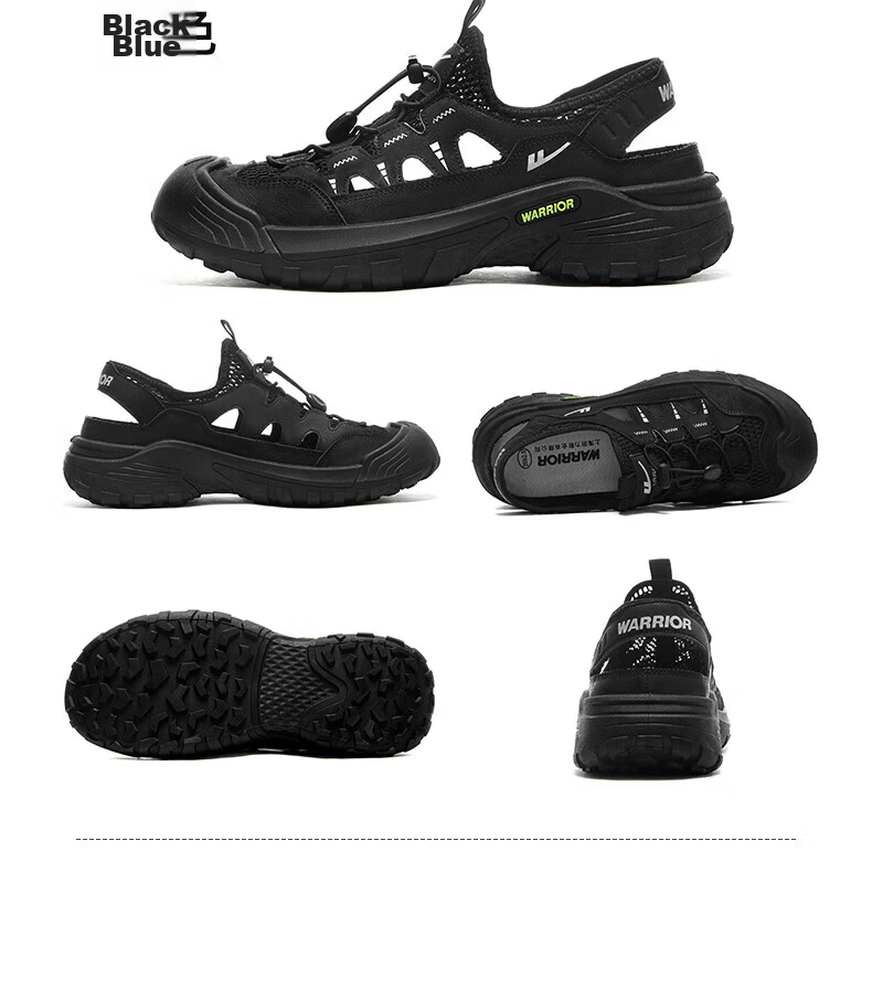 Warrior Men's Stream Hiking Shoes 2026 New Breathable Closed-Toe Sports Sand Beach Clogs 1244 Black Size 41 23