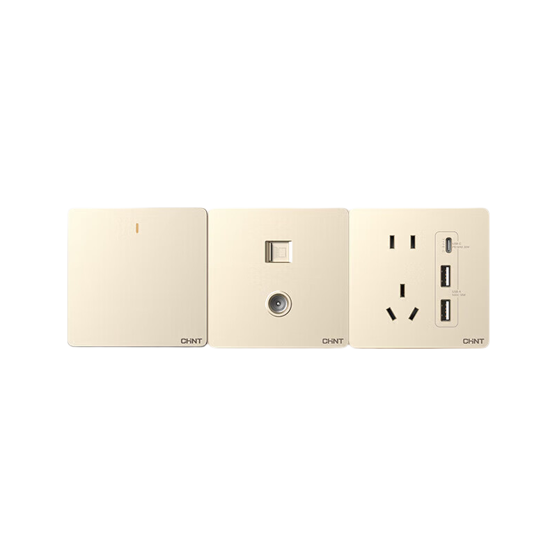 CHNT 86-Type Blank Panel, Champagne Gold, 850°C Flame Retardant, Flat Frameless, NEW6C, Household, Switch Socket