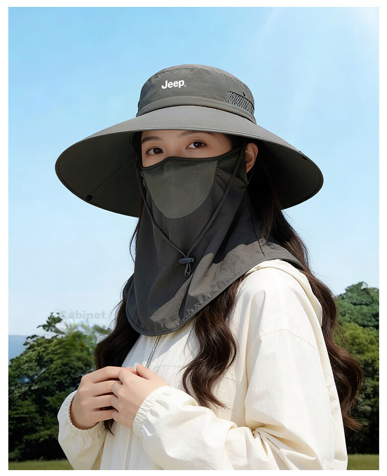 JEEP Women's Summer Outdoor Hiking Sun Protection Hat with Full Coverage Extended Face Mask and Shoulder Neck Guard Fisherman Hat 12
