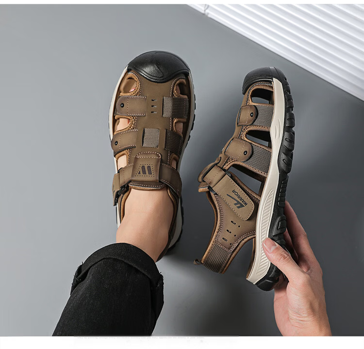 Warrior Baotou Men's Summer Beach Sandals Commuter Casual Slippers WSL(WZ)-1754 Khaki Size 39 3
