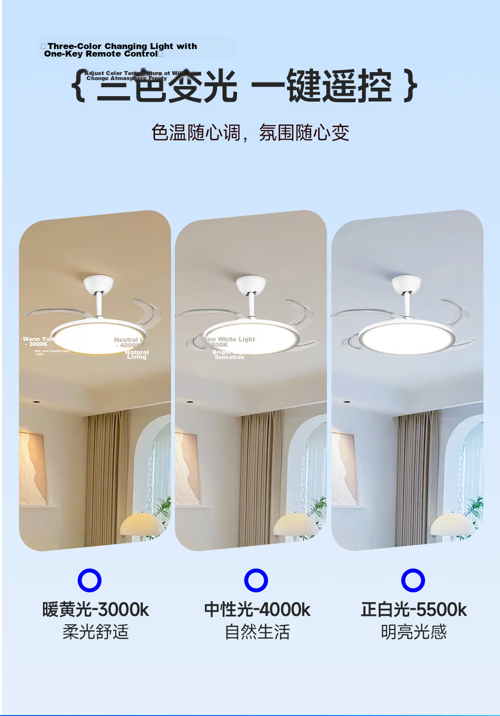 Delpre Eye Protection Fan Light Integrated Ceiling Fan Lamp Dining Bedroom Invisible Fan Chandelier Zhongshan Lighting with Installation Package 20