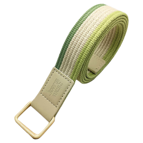 JEANSWEST Colorful Canvas Belt Trendy Versatile Fashion Decorative Ins Double Ring Student Military Training Leather Belt for Jeans