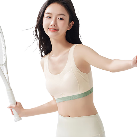 GRACEWELL Adolescent Girls' Sports Bra for Middle and High School Students, Shockproof Vest, Large Kids' Underwear, Light Apricot, Size S