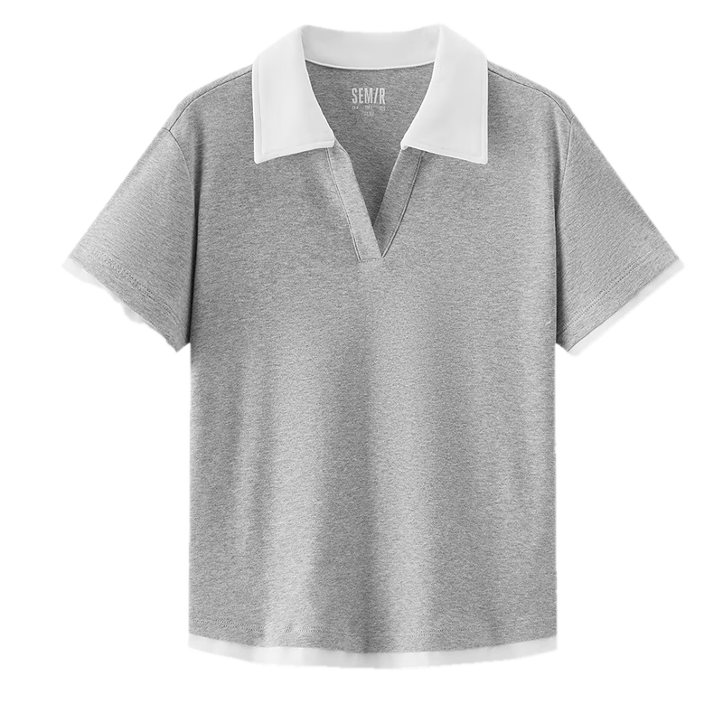 Semir Mall Same Style | Women's Summer Polo Shirt Fake Two-Piece Slim Fit 2026 Petite Pullover 101326115001