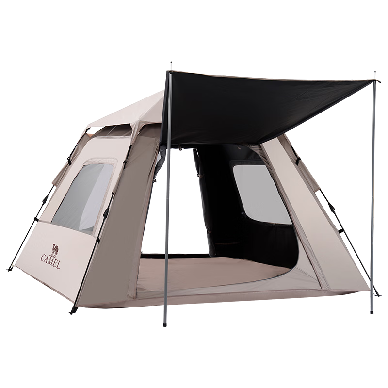 CAMEL Tent, Outdoor Portable Folding Automatic Camping, Black Gel Rainproof And Sun-Proof Picnic Tent, A027-2, Sand Gold