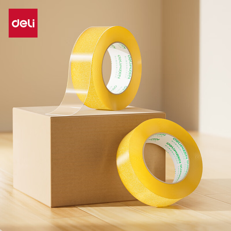 Deli High-Quality High-Transparency Yellow Packing Tape/Sealing Tape 40mm*150m*50ÎŒm Single Roll Transparent Yellow JD510