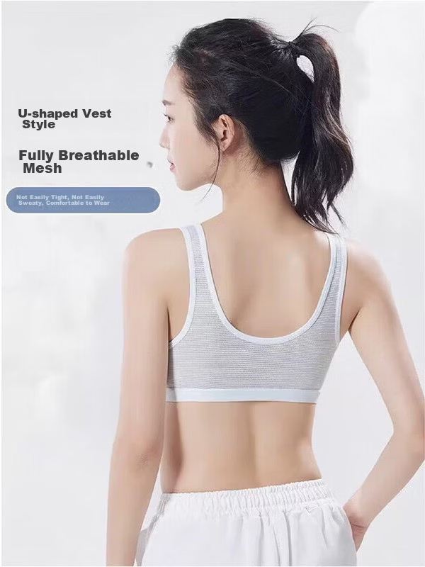 9i9 Development Period Underwear Morning Breeze Diary Girls Bra High School Student Youth Spring Summer White+Pink Size L S102 8