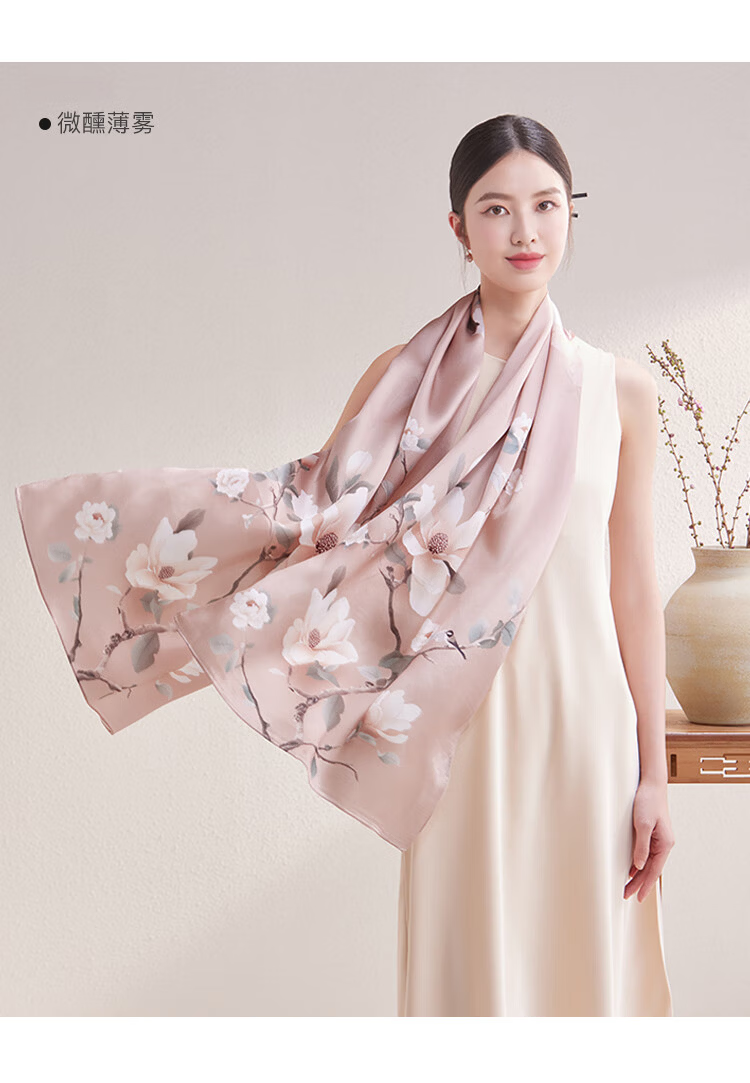 Shanghai Story 100% Mulberry Silk Satin Printed Scarf Gift Box for Mom and Elders Birthday Present 20