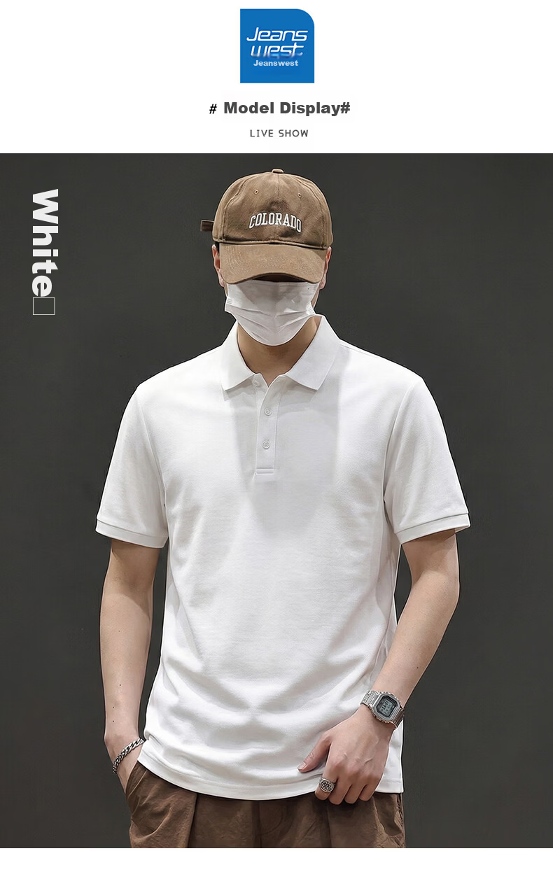 Jeanswest Men's Short Sleeve Polo Shirt 2026 Summer Mint Cool Casual T-Shirt Base Layer Men's Light Gray 3XL 8