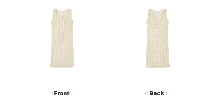 MT Breathable Knit Spring French Vacation Style Hollow Out Sleeveless Side-Slit Mid-Length Women's Dress 13