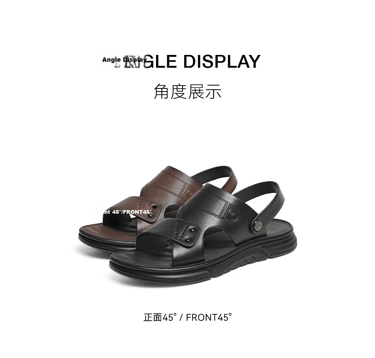 Red Dragonfly Beach Shoes 26 Summer Men's Slip-On Dual-Wear Leather Dad Sandals WTT26129 Black Size 40 4