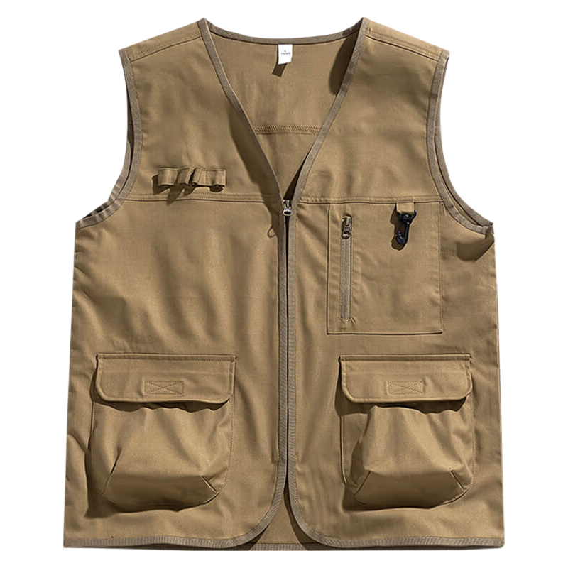 TUCANO Men's Summer Outdoor Workwear Vest Fashionable Sleeveless V-Neck Jacket Military Green 3XL