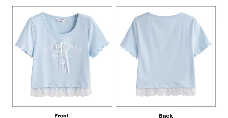 TonLion [Cooling] 2026 Summer Women's Bowknot Short Sleeve Crop T-Shirt Elegant Lady Style Premium Women's T-Shirt 15