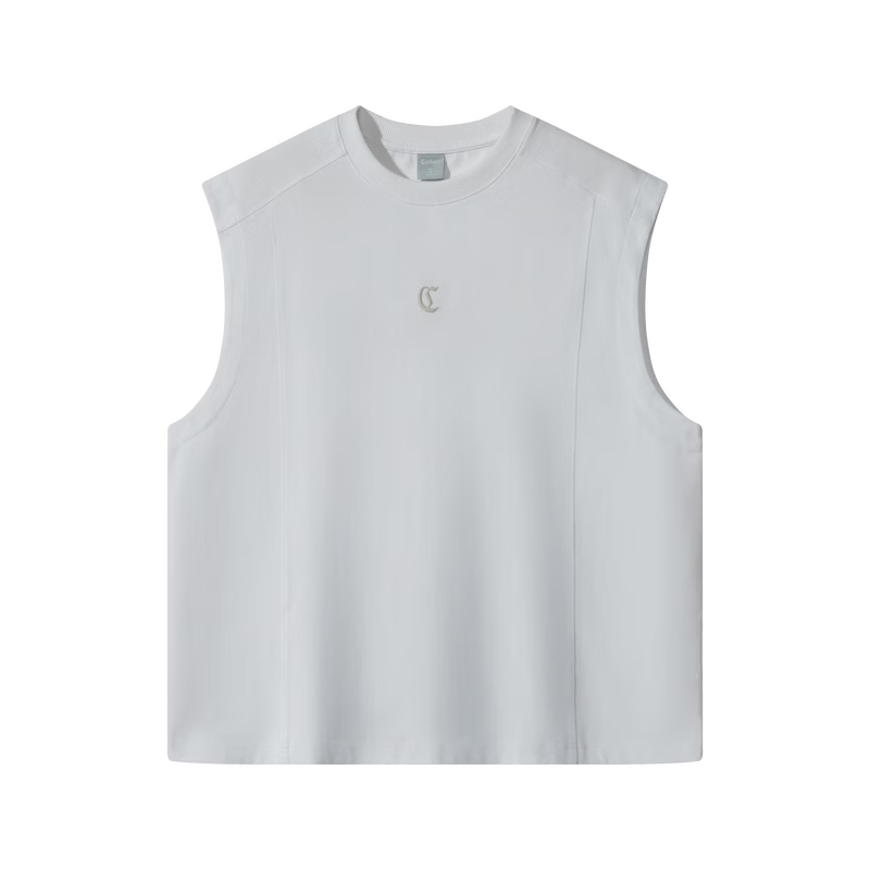 CABBEEN 280G Heavyweight Plain Cotton Men's Vest Soft Breathable Commuter Loose Drop Shoulder Versatile 2026 Season