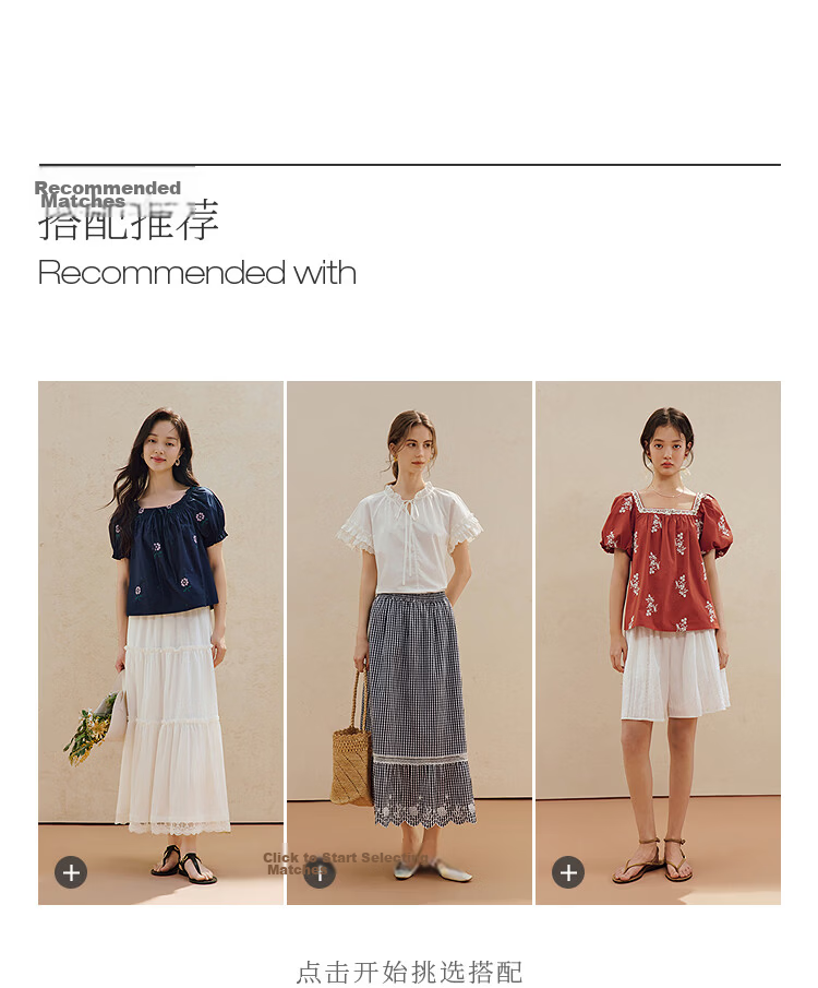 INMAN 100% Xinjiang Cotton French Square Neck Embroidered Shirt 2026 Summer Women's New Off-Shoulder Top Navy Blue S 5