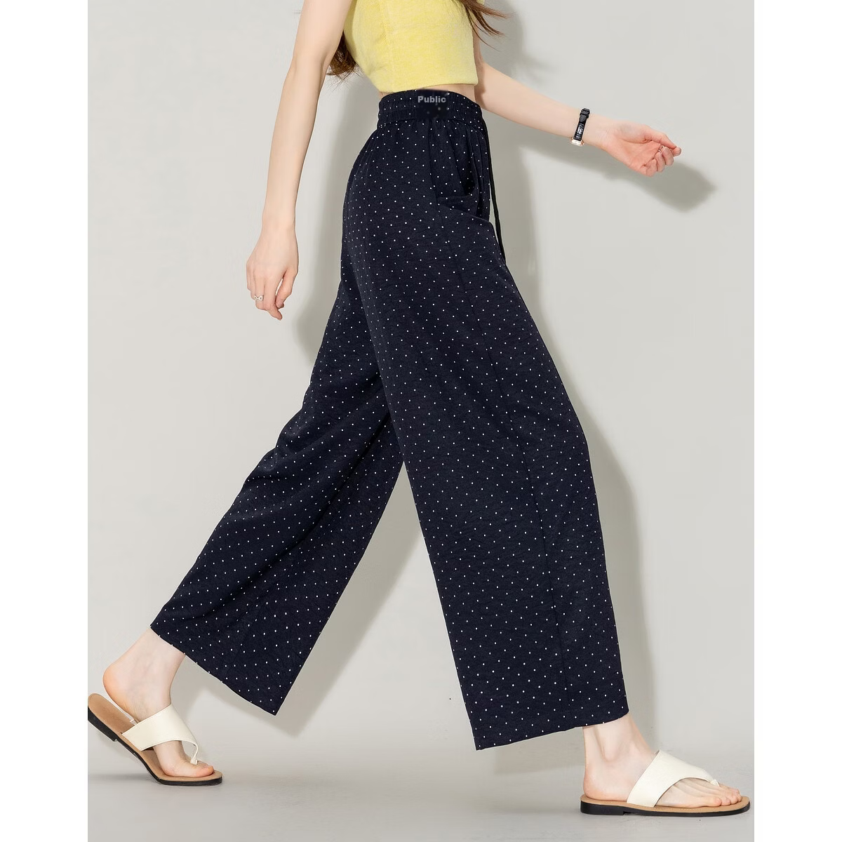 Demana [Comfort Zero Pressure Pants] Summer Korean Retro Polka Dot Straight Leg Elastic Waist Loose Slim Versatile Women's Casual Pants