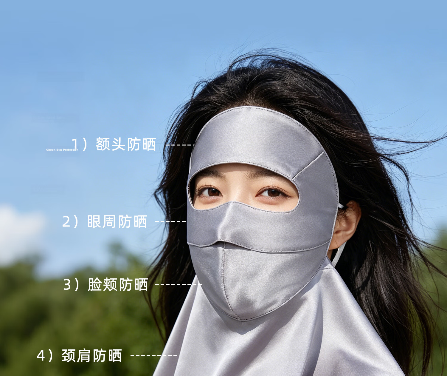 FANCET Silk Face Mask for Women Summer Full Face Sun Protection Mulberry Silk Facekin Breathable Eye Corner Neck Shoulder Guard Mask 8