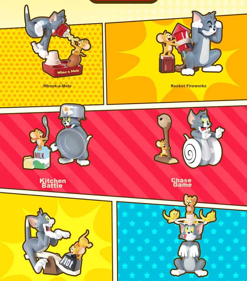 52TOYS TOM&JERRY Cat And Mouse Battle Blind Box Toy Set, 8 Pieces in Total, National Day Gift 24