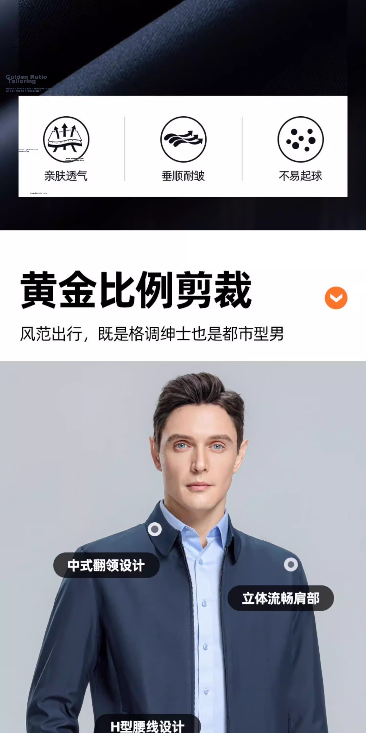 Romon Three-Proof Executive Jacket Men Spring High-End New Lapel Coat Business Official Cadet Jacket Men 7