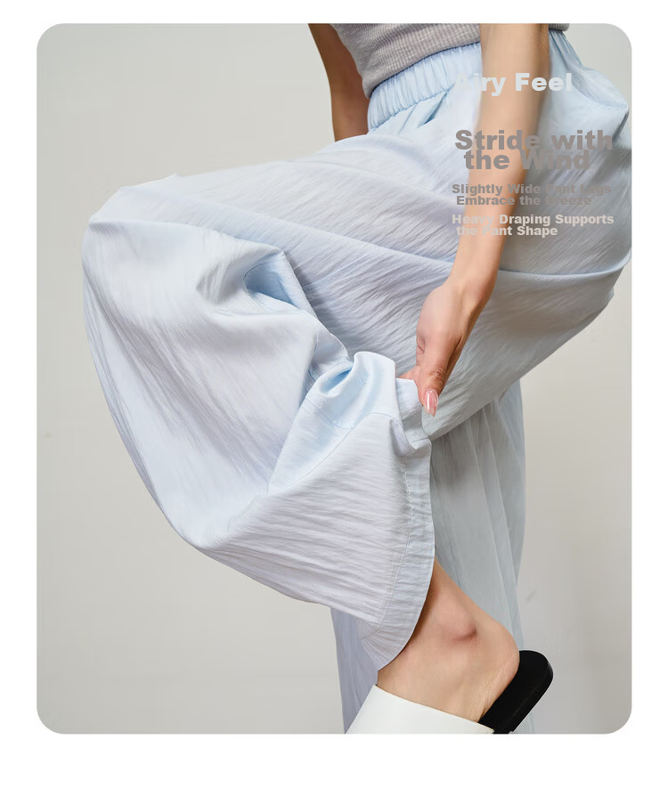 Olrain Women's Loose Wide-Leg Floor-Length Yamamoto Pants Summer High-Waist Slim Casual Pants Blue S 15