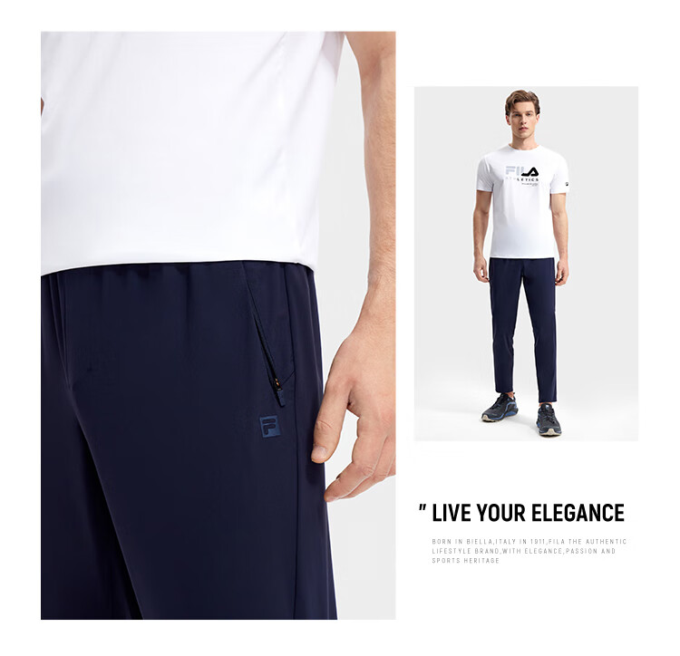 FILA Official Men's Knitted Basic Straight-Leg Fitness Sports Pants 21