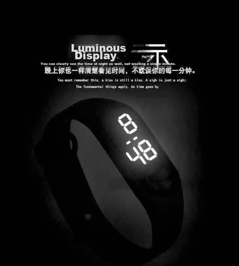 YAJIA Electronic Watch Student Touchscreen LED White Light Sports Waterproof Digital Watch 16