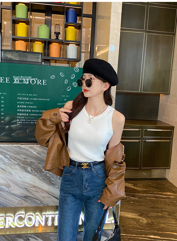 YUZHAOLIN White Knitted Crew Neck Sleeveless Vest Women's Innerwear 2026 Spring Summer New High-Quality Sleeveless Outerwear Top 21