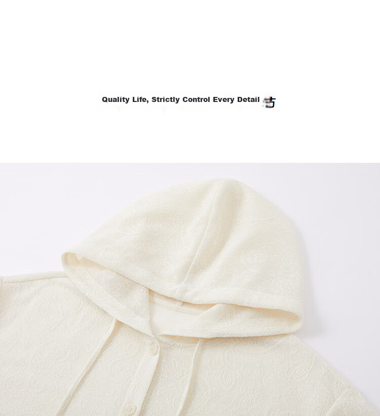 Demana [Simple Elegance] Spring Lightweight Hooded Jacquard Drop Shoulder Shirt Loose Fit Petite Women's Blouse 12