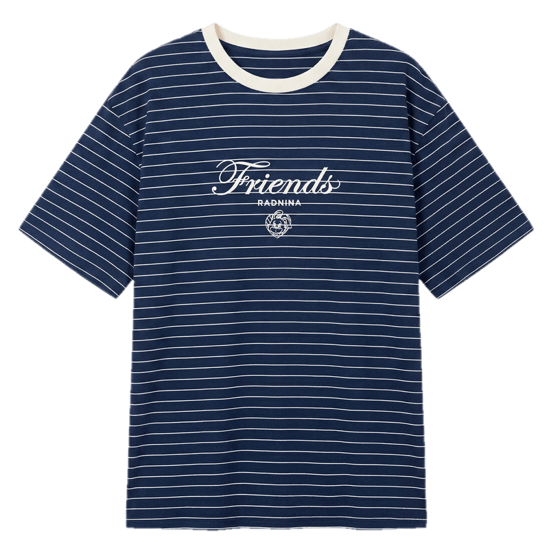 TonLion 2026 Summer New Women's Short Sleeve T-Shirt Loose Casual Striped Top Navy Blue Stylish Premium Feel