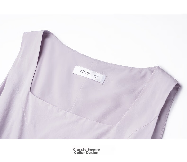 Olrain European Style Summer New French Gentle Short Dress Unique Waist Slimming Sleeveless Bubble Dress Purple XL 25