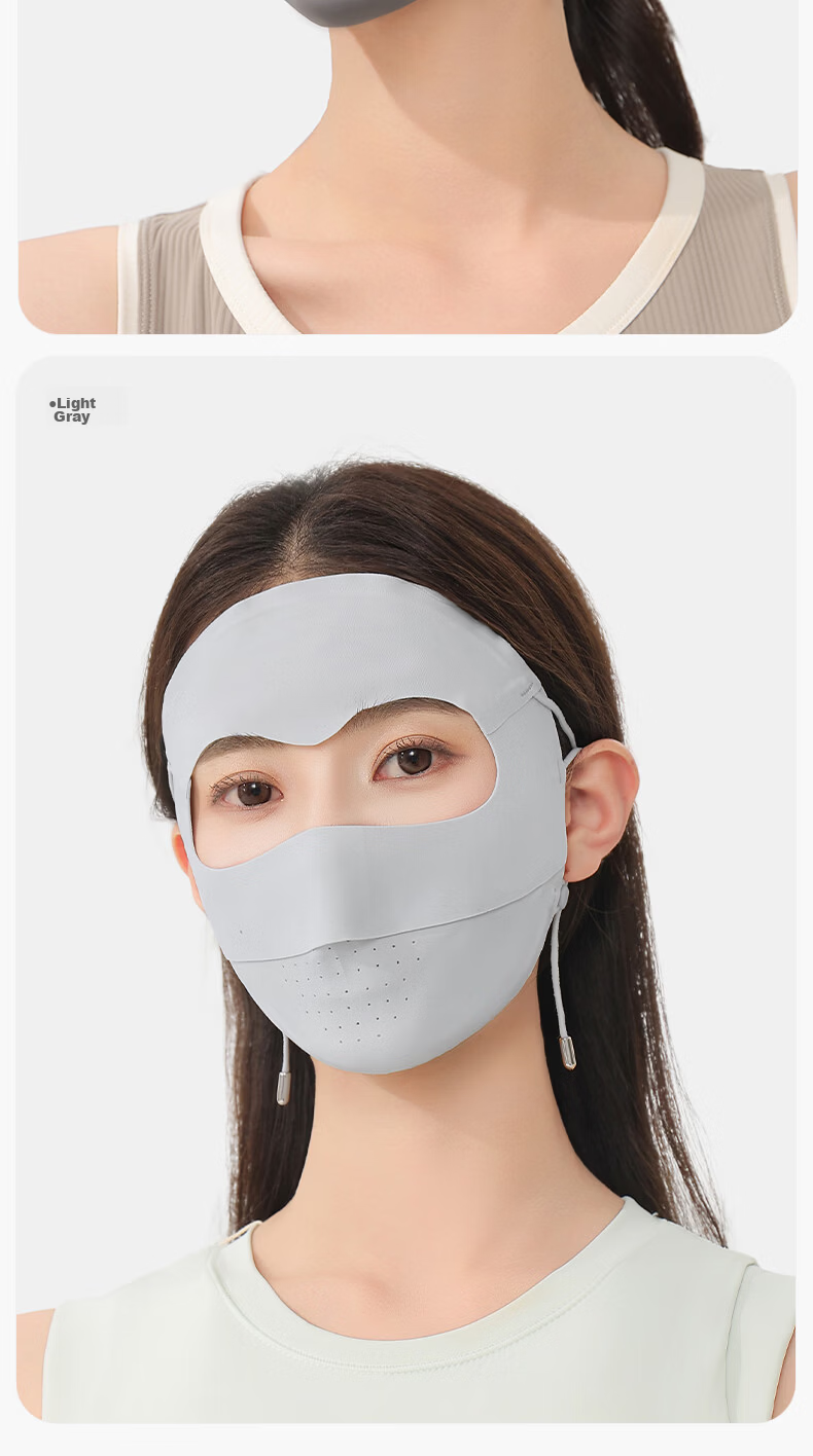 Romon Ice Silk Sun Protection Face Mask for Women Breathable UV Protection Ear-Hanging Full Face Cycling Mask 15