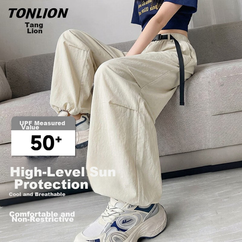 TonLion Cooling Work Pants Women Sun Protection UPF50+ High Elasticity Non-Restrictive Sports Pants Outdoor Summer Wide-Leg Pants for Women