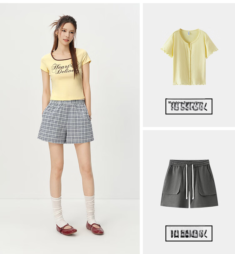 Semir BRUNCH BROTHER Collaboration Women's Summer Short Sleeve Crop Top Square Neck 2026 Shirt 109326100038 9