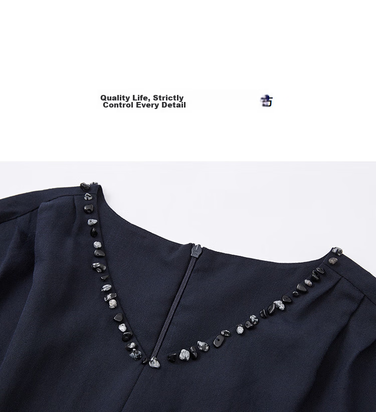 Demana Elegant Commuter Summer V-Neck Hand-Beaded Knot Shoulder-Cover Sleeve Loose Dress for Women Premium Feel 12