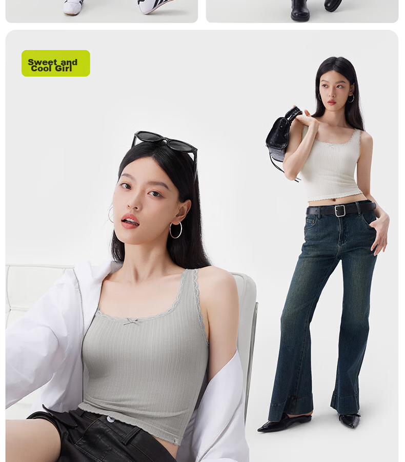 Half Lace Padded Vest Camisole Slim Fit Back Coverage Side Breast Support Bra Integrated Oxygen Blue (Short) M 24
