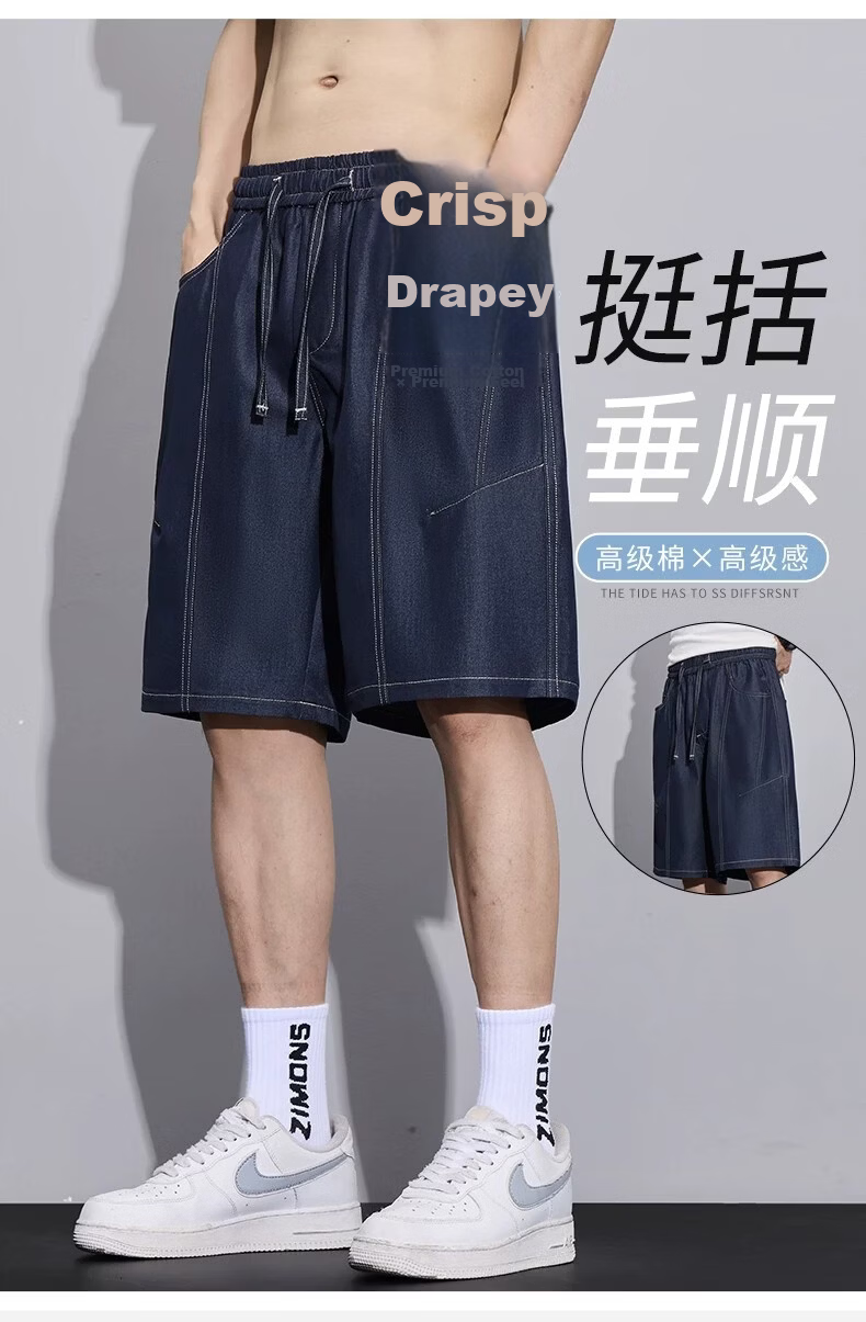 ROMON Men's Ice Silk Denim Shorts 2026 Summer Thin Loose Straight Casual Five-Point Pants 1