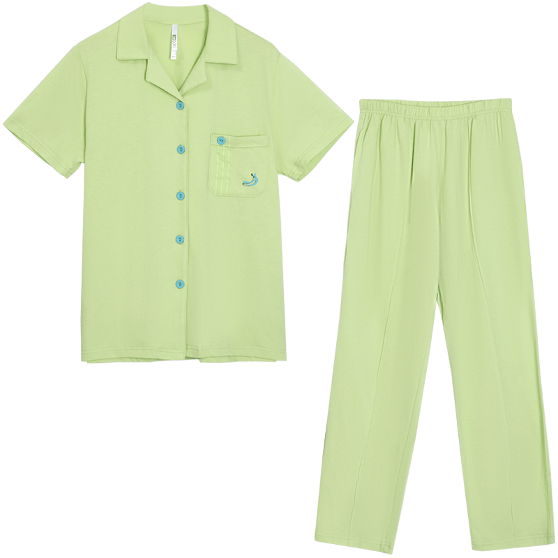 Hodo Cotton Cardigan and Long Pants Couple Women's Pajama Set Pure Cotton Simple Wearable Homewear for Women