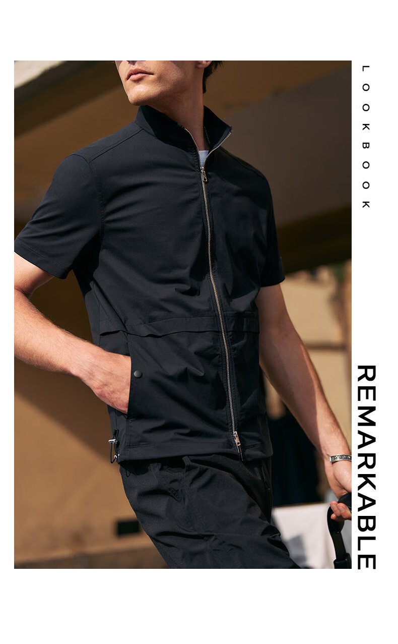 Mr.Bu Oversized Stand Collar Functional Sports Men's Summer Double Zipper T-Shirt 20
