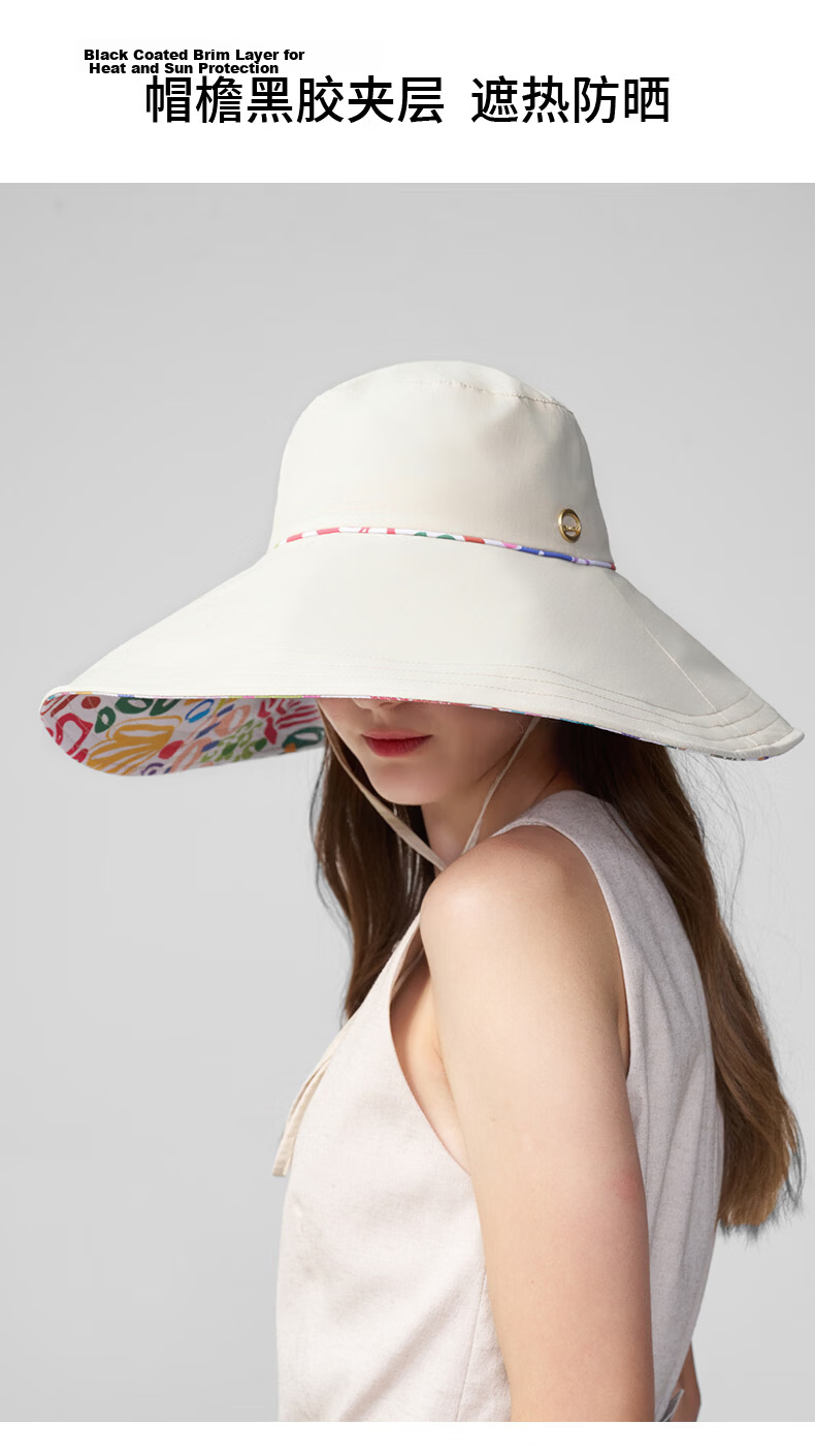 Kenmont Women's Hat 2026 New Oversized Brim Sun Protection Black Coated Outdoor Beach Sun Hat 6321 5