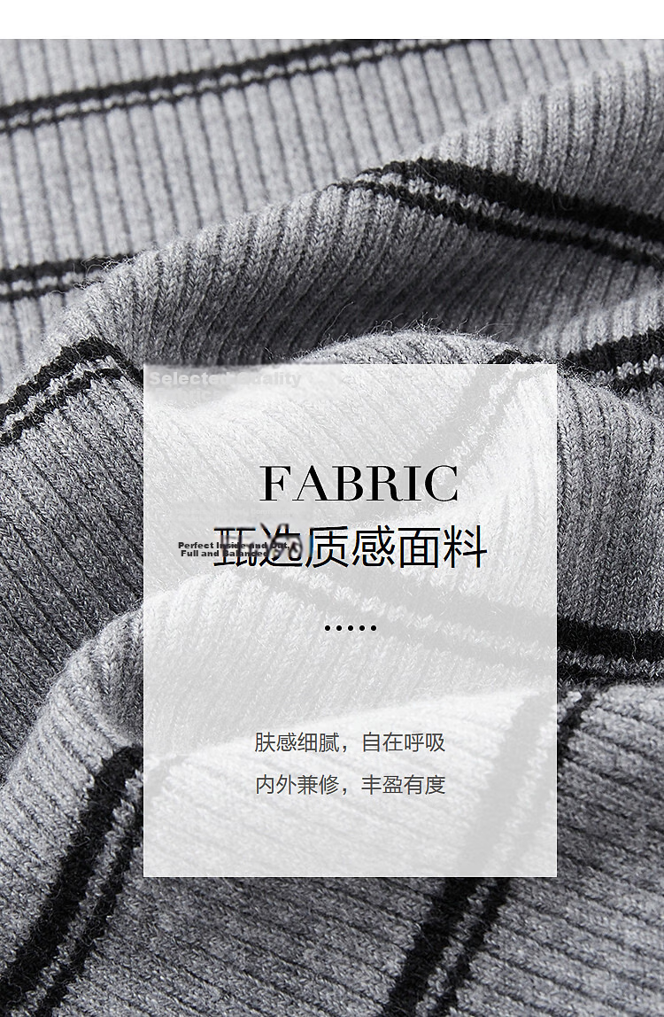 Demana Salt Series Pop Poetry Spring Retro Style Asymmetric Collar Striped Soft Stretch Slimming Concealing Knit Sweater for Women High-End Feel 3
