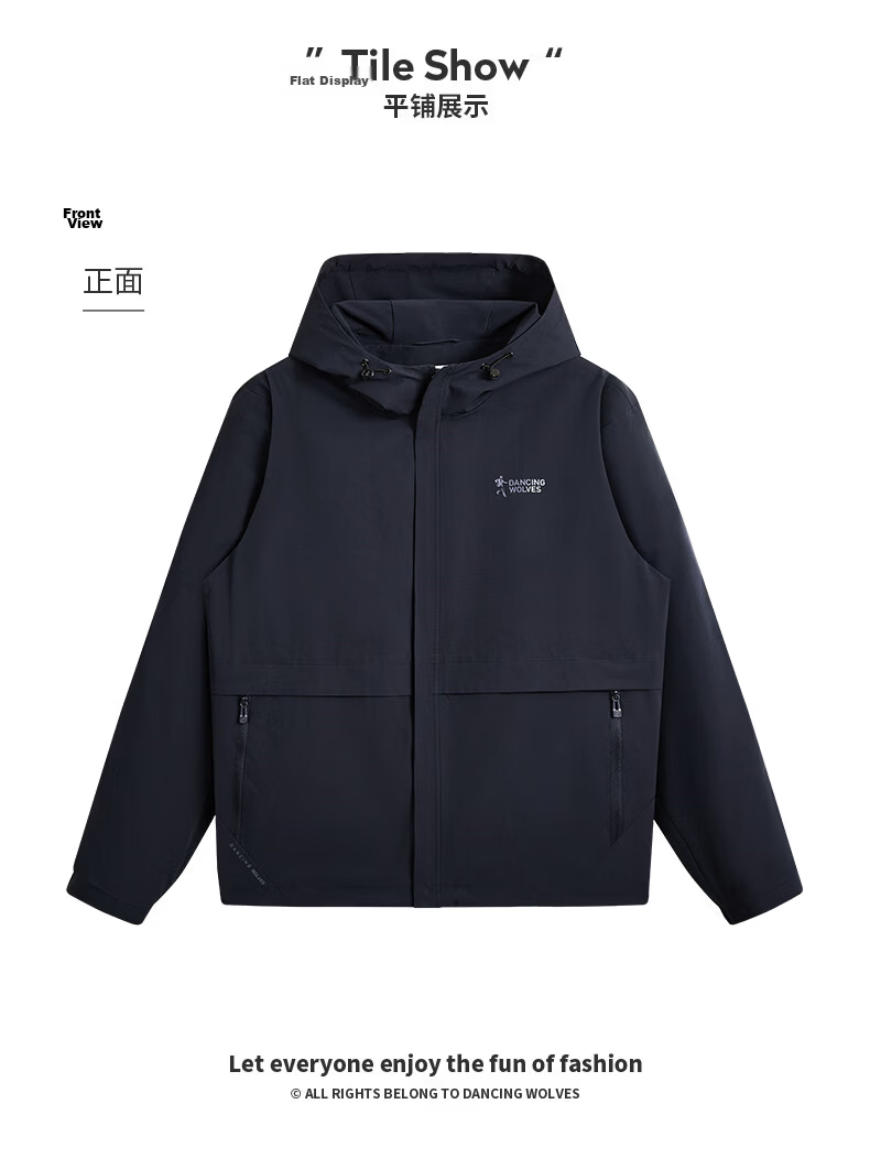 Dance with Wolves [Level 4 Waterproof] Hooded Jacket Men Commuter Easy Care Windproof Lightweight Outdoor Coat 101 Dark Navy S 13