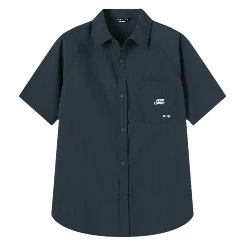 TonLion 2026 Spring Summer New Men's Navy Blue Casual Loose Fit Polo Short Sleeve Shirt