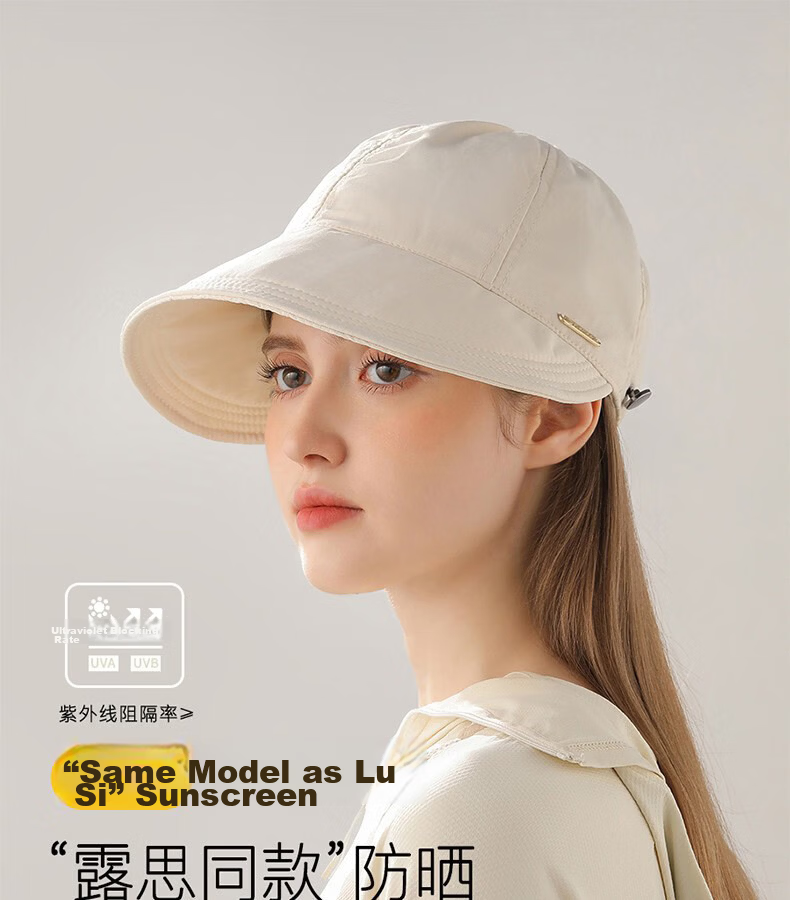 Langsha Women's Sun Protection Hat, Summer Baseball Cap with Wide Brim, Outdoor Quick-Dry Visor Cap, Black 1