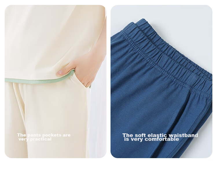 Hodo Home Men's Summer Cotton Contrast Color Cloud Feel Loungewear Set Sea Mist Blue 175/96A 8