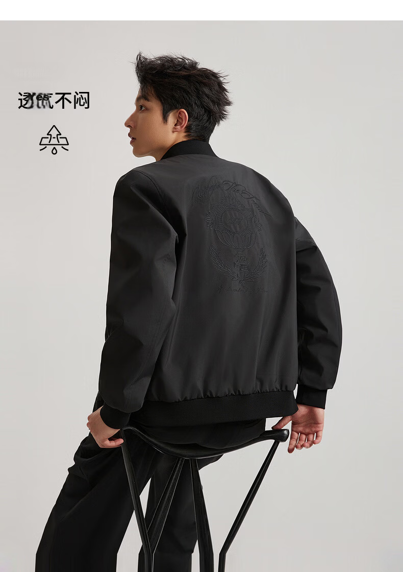 CABBEEN Heavy Embroidered + Three-Proof Baseball Collar Jacket Men Plant Pattern Design 2026 Spring Stretch Durable Coat 12