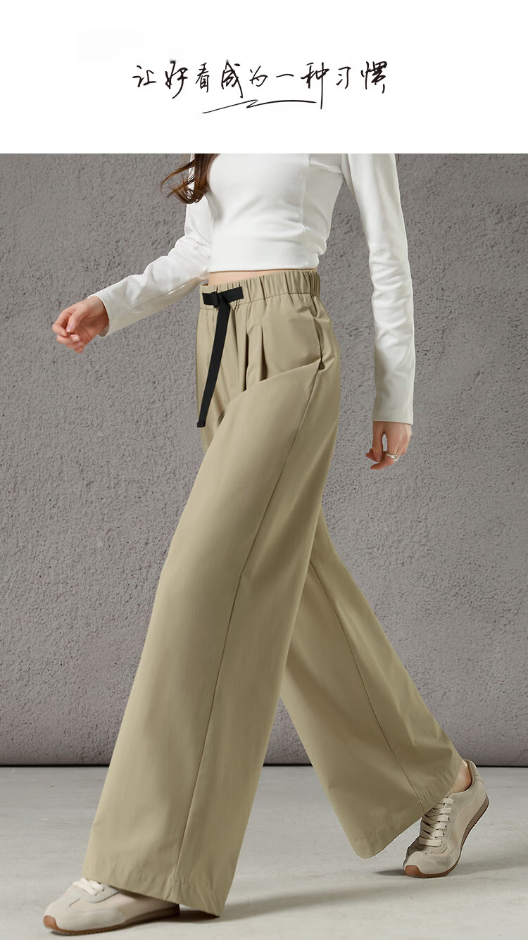 Demana Anti-Mite Antibacterial Spring Simple Style High-Waist Pleated Straight Loose Slimming Casual Pants for Women Premium Feel 1