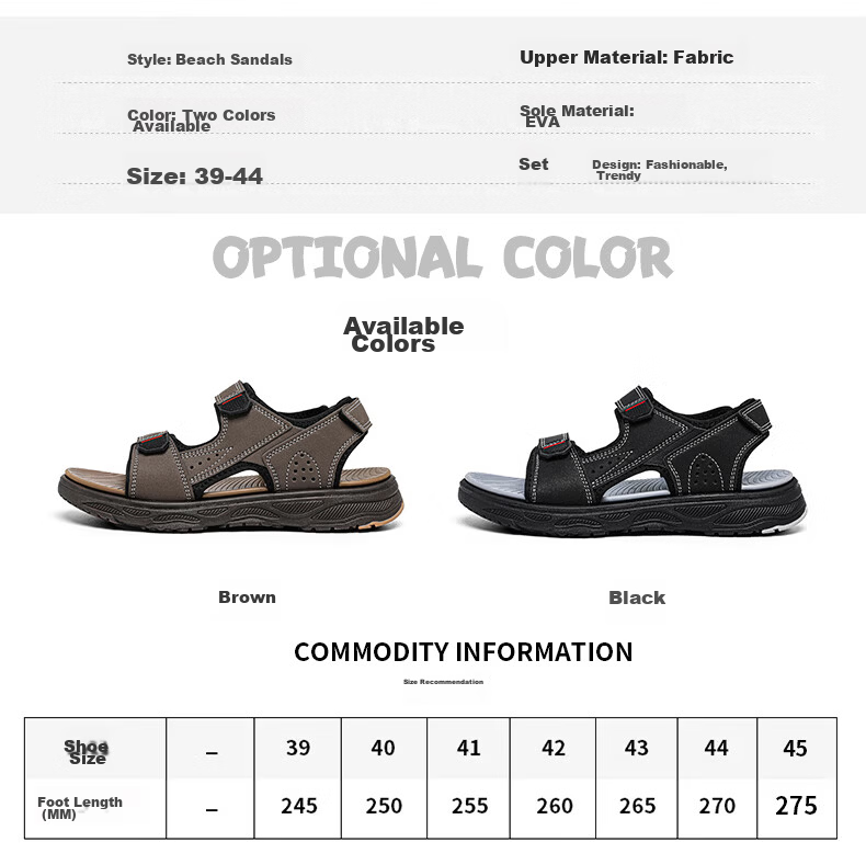 CARTELO Men's Sandals, Summer New Style, Breathable Beach Shoes for Outdoor Wear, Velcro River Tracing Shoes for Men, 1852 Brown, Size 41 5