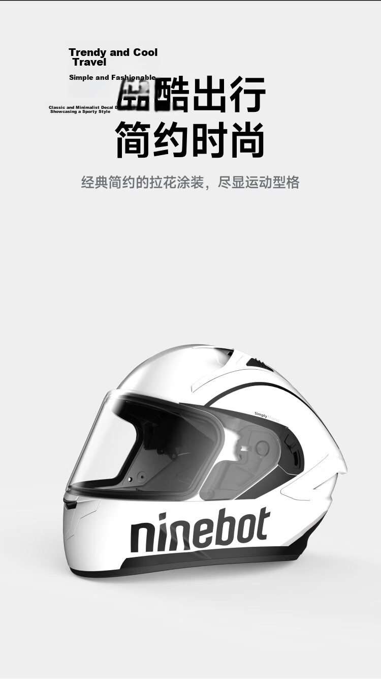 Ninebot New National Standard 3C Certified Electric Bicycle Motorcycle Helmet Unisex Electric Scooter Safety Helmet Lightweight Comfortable Full Face Snow White XL 2