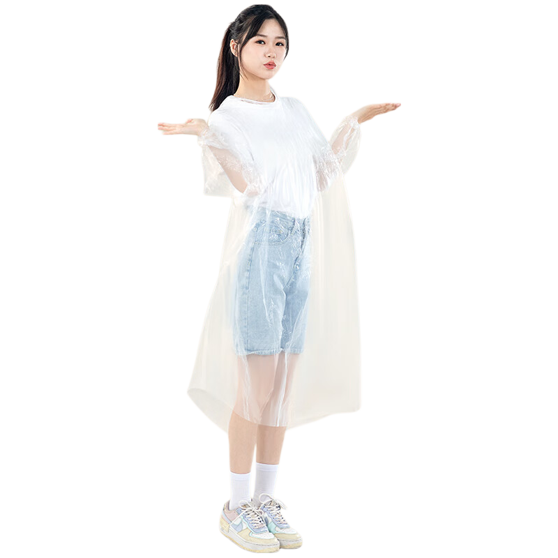 BADIGAO Disposable Raincoat, Thickened Adult Card-Style Long Full-Body Storm Protection, Single-Person Hiking Trekking Cycling Transparent Raincoat